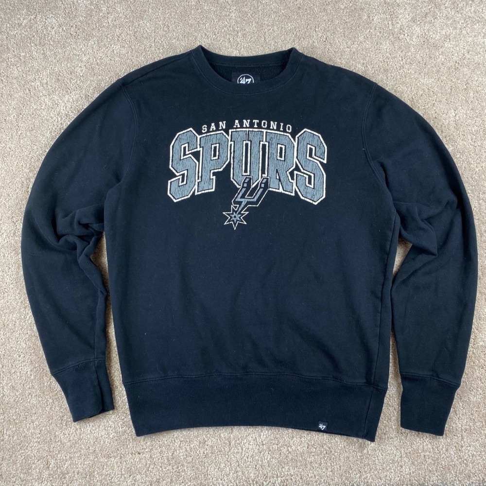 47 Brand San Antonio Spurs Mens Medium Black Crewneck Sweatshirt NBA Basketball